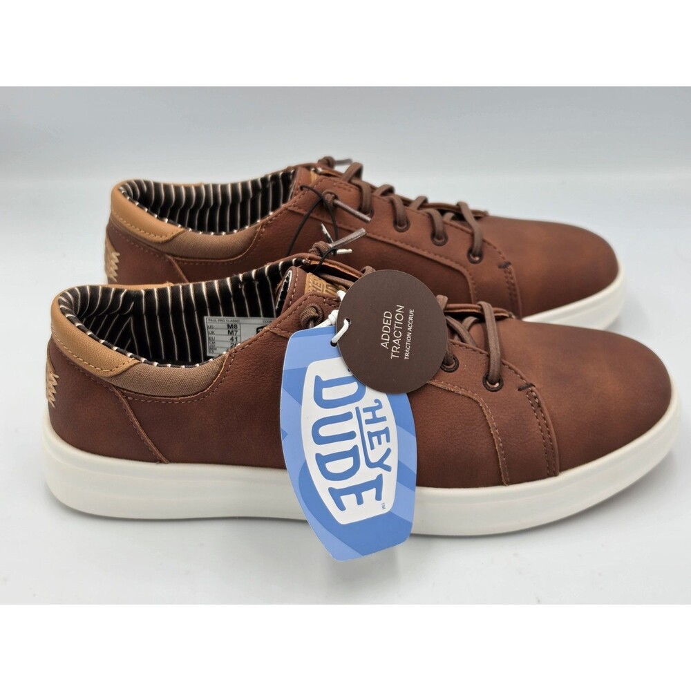 Hey Dude Men's Paul Pro Classic Cognac Brown Shoes Casual Slip On Men's Size 8